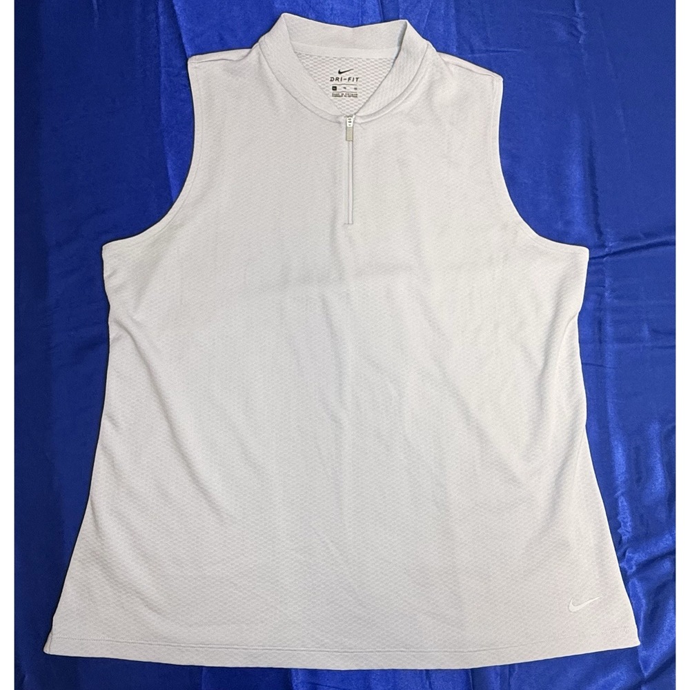 Nike Dri-Fit Women's XL  Sleeveless Shirt Light Gray 1/4 Zip Performance Golf